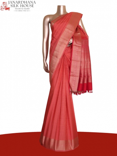 Classic Mini Checks Thread Kanjeevaram Silk Saree 